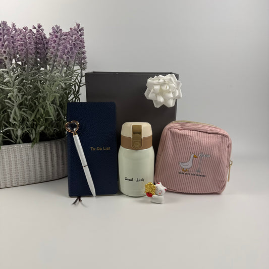 New Job Gift Box – A5 Notebook, Water Bottle, Corduroy Pouch & Stationery Set