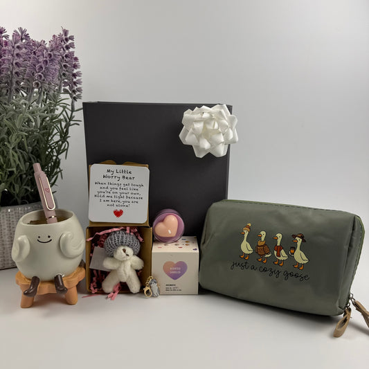 Comfort Gift Box – Worry Bear, Scented Candle, Self Care Package