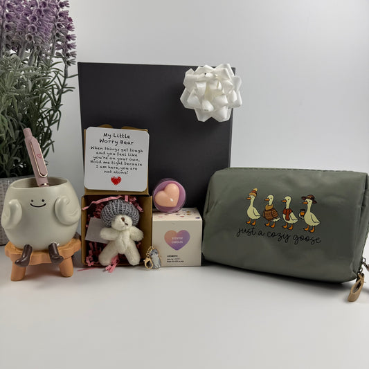 Comfort Gift Box – Worry Bear, Scented Candle, Self Care Package